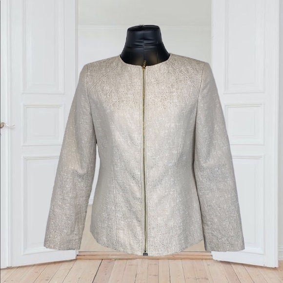 Calvin Klein Jackets & Blazers - Calvin Klein Gold Moto Textured Lightweight Jacket Women's Size 12